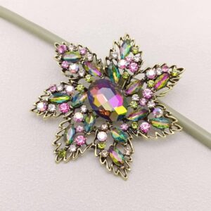 Sparkling Rhinestones & Glass Vintage Flower Brooch
