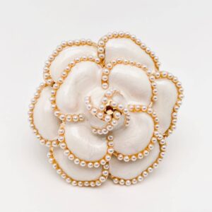 Camellia Pearl Enamel Brooch Cloth Pin